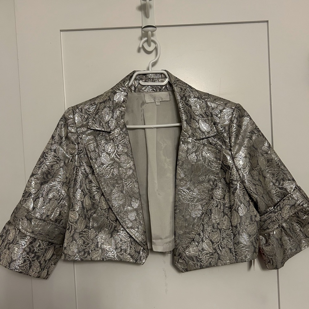 Badgley Mischka Silver cropped formal Jacket